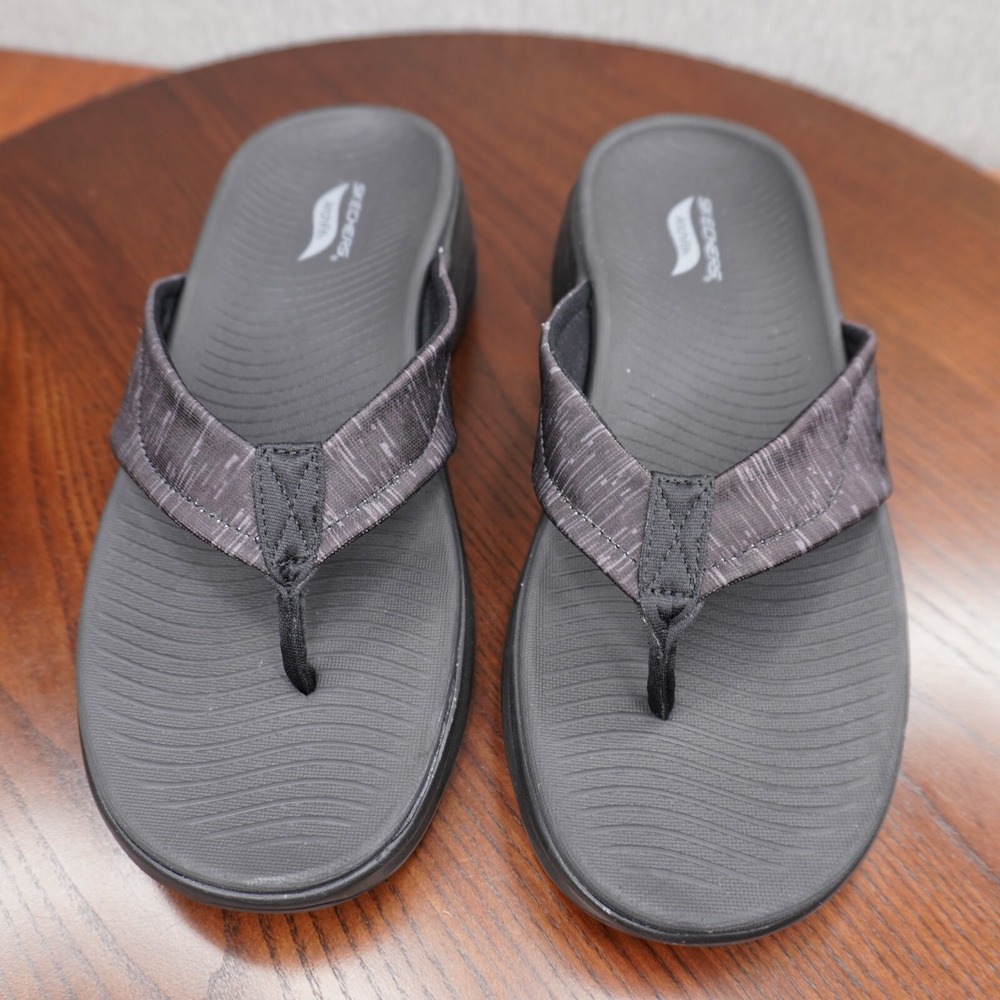 Skechers Sandals Women's Size 10 Black Thong Flip Flop Walking Cushioning 140502 - Picture 3 of 16